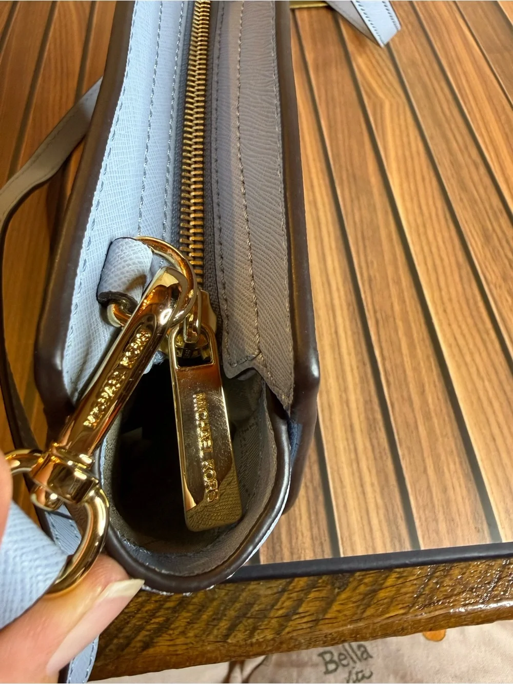 Michael Kors Selma Mini Saffiano Leather Blue Crossbody Bag 32H3GLMC1L